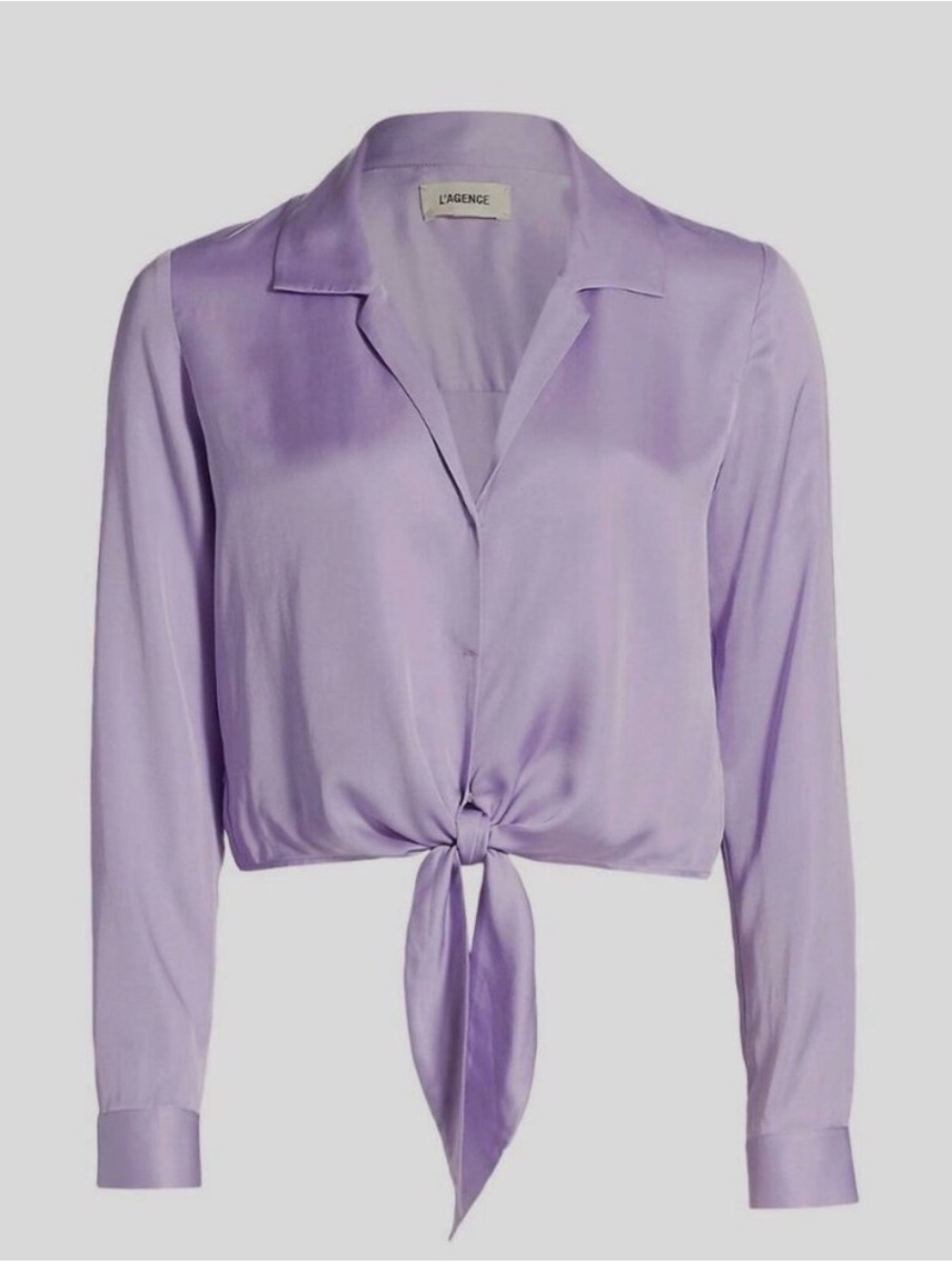 L'AGENCE Lavender Tie-Front Button Down Blouse